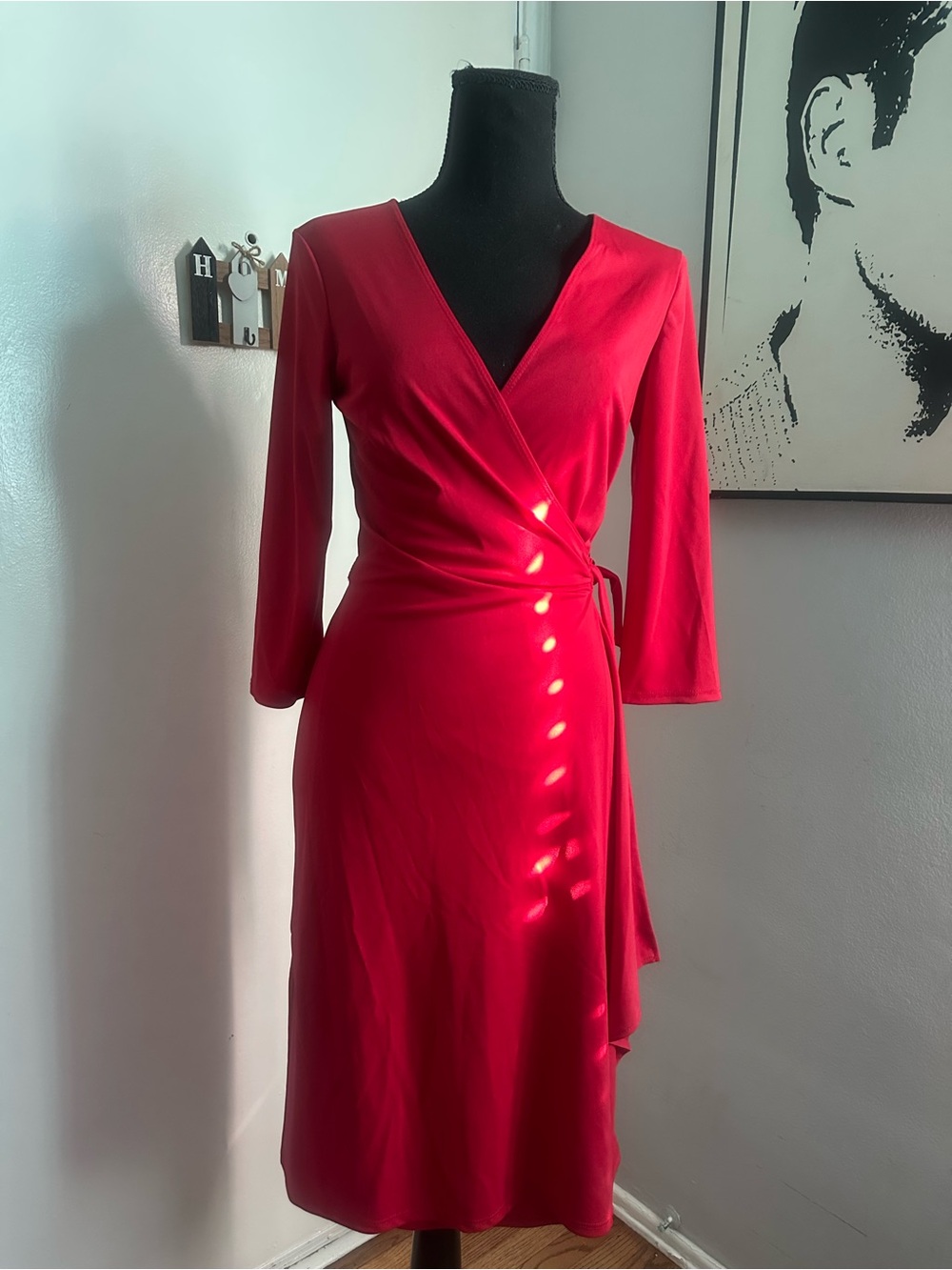 🌶️ DEADSTOCK Parallele Studio Red Wrap Dress “Red Chili” Midi (Size S) ❤️